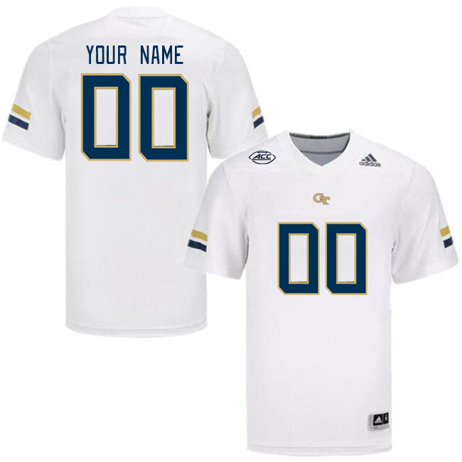Custom Georgia Tech Yellow Jacket Name And Number College Football Jerseys Stitched-White - Click Image to Close